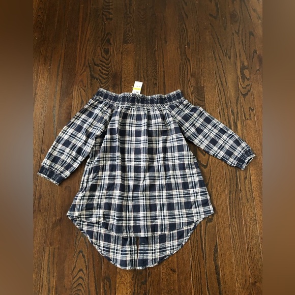 Style & Co. Women’s M “Off the Shoulder” Indiana Blue Plaid Button-Down - NWT! - Picture 10 of 11